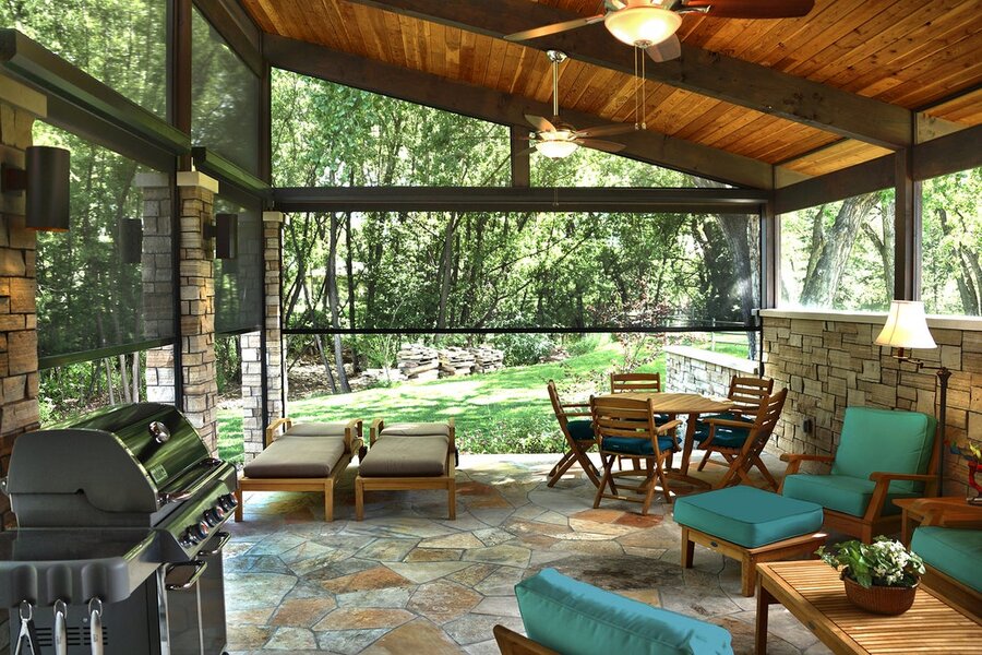 Elevate Your Outdoor Spaces with Motorized Patio Shades & AV